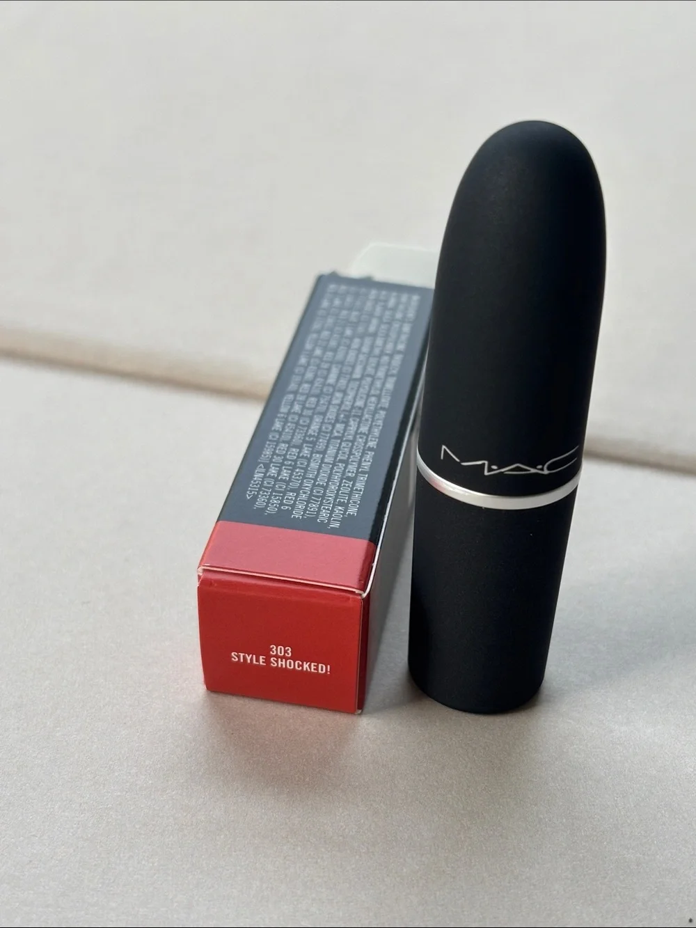 MAC Cosmetics Powder Kiss Lipstick （303 style shocked ) full size